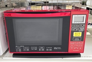 【中古品】 イオン オーブンレンジ 16L 50/60Hz共用 縦開き 庫内フラット FOR-1660BP(R) 2018年製 レッド ○YR-18267○