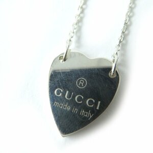 美品☆GUCCI グッチ 223512 AG925 ハートモチーフ アクセサリー ネックレス シルバー 箱・保存袋付き イタリア製 重量8.2g レディース