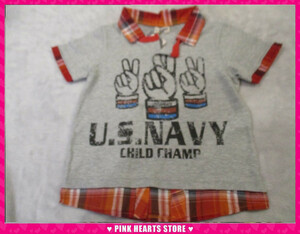 新品キッズ◇CHILD CHAMP（チャイルドチャンプ）襟付きピースプリント 半袖Tシャツ 110ｃｍ 67-9551