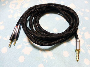 audio-technica ATH R70X 用ケーブル ロック機構付 MOGAMI 2944 八芯 ブレイド編 4.4mm5極 高品質ver 200cm 長め 黒布スリーブ (変更可能)