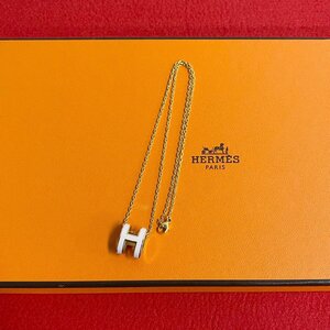 極 美品 希少品 HERMES エルメス ポップアッシュ H ネックレス ペンダント チョーカー アクセサリー ゴールド ピンク レディース 11631