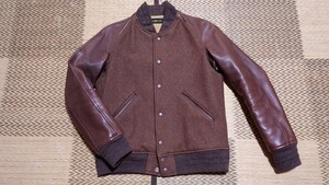 WASTE TWICE Letter Jacket 36 ブラウン アワードジャケット バーシティ スタジャン ホースハイド ウエストトゥワイス