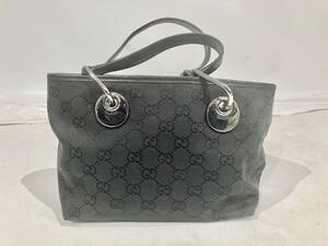  美品 GUCCI グッチ ハンドバッグ ブラック シルバー金具 GGキャンバス 120844/002050 (24/11/17)