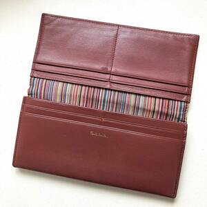 ポールスミス　Paul Smith 長財布　ストライプ　ワインレッド