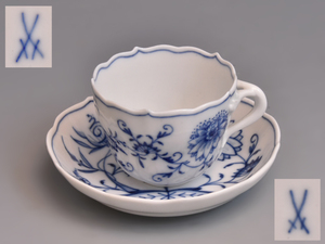 MEISSEN/マイセン ブルーオニオン デミタス カップ＆ソーサー 西洋美術 洋食器 陶磁器 z1433k