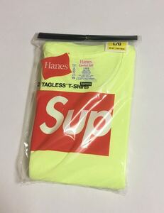 Supreme × Hanes Tagless Tees 2 Pack 新品 L Fluorescent Yellow シュプリーム ヘインズ タグレス Tシャツ 蛍光 イエロー ロゴ 2枚組