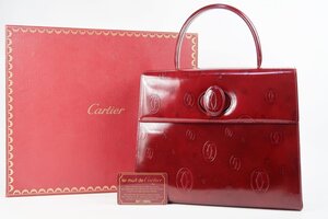 【美品】Cartier カルティエ ハッピーバースデー ハンドバッグ ボルドー ブランド鞄【RP63】