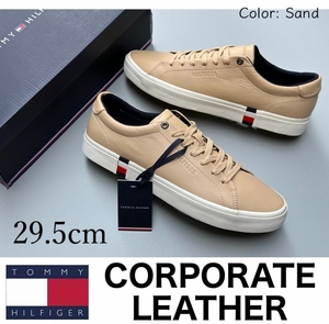 ◆モデル出品◆新品 29.5cm トミーヒルフィガー サンド レザースニーカー SCARPA UOMO TOMMY HILFIGER leather 皮革靴 ベージュ系