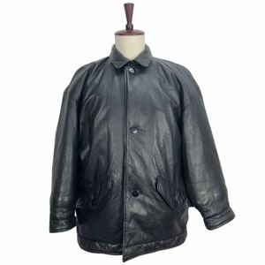 80s Vintage ISSEY MIYAKE イッセイミヤケ　メンズ　ブラック　レザーブルゾン　レザージャケット　中綿　アウター　上着　