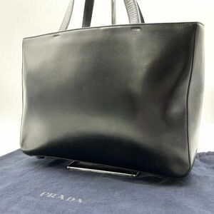 【美品】PRADA プラダ ビジネスバッグ レザー ブラック メンズ 手提げ 本革 黒 A4 大容量 通勤 書類 1円