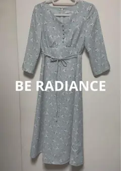 【BE RADIANCE】 フラワープリント ワンピース　ミントグリーン