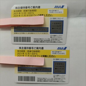 【送料無料】全日空ANA　株主優待券　2024年11月30日まで有効　２枚価格