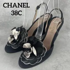 美品♡CHANEL シャネル　カメリア　バックストラップサンダル　ココマークCC