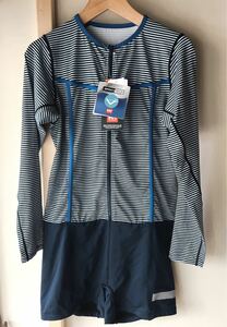 新品 ヘリーハンセン HELLY HANSEN★UPF50＋ パドルワンピース ラッシュガード 長袖 L ネイビー 水着 スイム