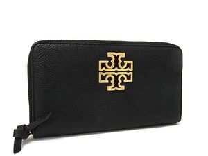 ■美品■ TORY BURCH トリーバーチ ブリテン レザー ラウンドファスナー 長財布 ウォレット 札入れ 小銭入れ ブラック系 DG4398