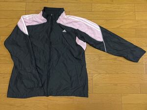 adidas アディダス ブラック ピンク 長袖 ジップアップ USA サイズ XL 古着 メッシュ