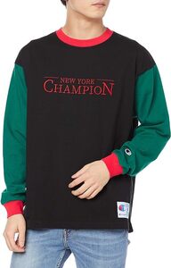 Champion/チャンピオン/長袖Tシャツ/フロント刺繍ロゴ/SIZE L/ビッグシルエット/袖切り替え/袖リブ