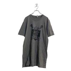 CANVAS 半袖 プリント Tシャツ L ブラウン キャンバス ラクロス 魚 古着卸 アメリカ仕入 a506-7056