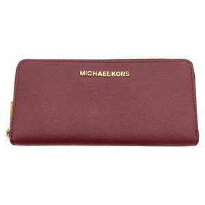 ◎◎ MICHAEL KORS マイケルコース ラウンドファスナー財布 長財布 ボルドー やや傷や汚れあり