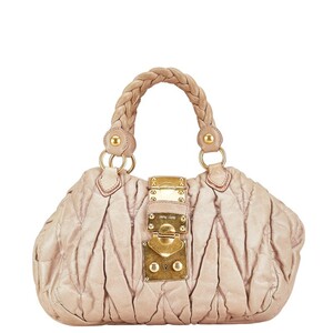 ミュウミュウ ハンドバッグ ベージュ レザー レディース MIUMIU 【中古】