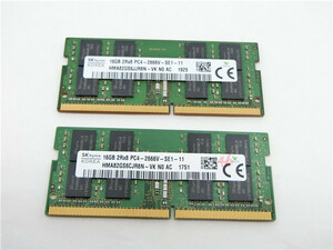 【動作品】　メモリ Skhynix 16GB 2Rx8 PC4-2666V-SE1-11 16GB×2枚 計：32GB 　送料無料