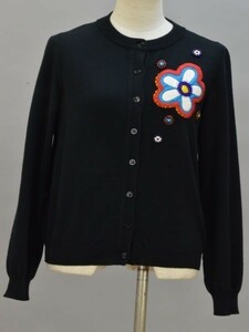 モスキーノクチュール MOSCHINO COUTURE ! フラワービーズ ニットカーディガン 38サイズ ブラック イタリア製 レディース F-L5718