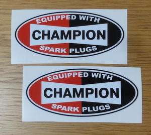 CHAMPION ステッカー SPARK PLUGS デカール USA レース チャンピオン 2枚セット