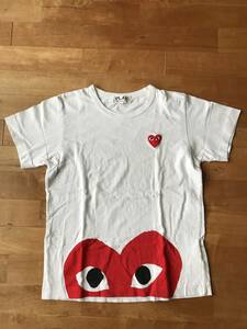 PLAY COMME des GARCONS プレイ コムデギャルソン 見上げる赤ハート 裾ハート Tシャツ レディースL