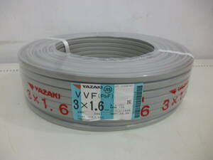 未使用品 YAZAKI 矢崎 VVF1.6-3c VVFケーブル 3×1.6mm 100m 灰 2024年製 電材 電線 3芯 未開封 ③