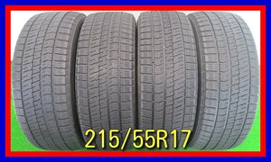 ■中古タイヤ■　215/55R17 94Q BRIDGESTONE BLIZZAK VRX2 オデッセイ ヴェゼル エスティマ等 冬タイヤ スタッドレス 激安 送料無料 B441