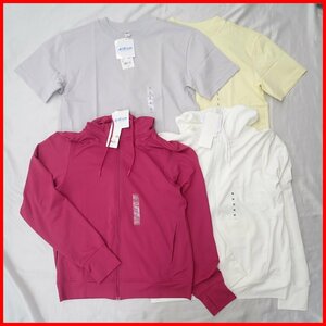 ★未使用 ユニクロ エアリズム UVカット メッシュパーカー 2着 + 半袖Tシャツ 2着セット レディースS・M/タグ付き/まとめ&1140500931