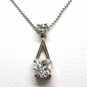 《Pt850/Pt900 天然ダイヤモンドネックレス》J 約3.3g 約42cm 0.54ct 0.10ct diamond necklace jewelry ジュエリー EC0/EC2