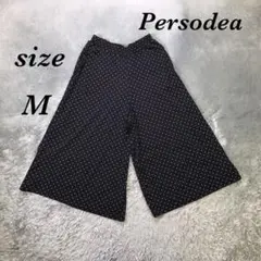 Persodea ペルソディア (M) ガウチョパンツ ドット柄 薄手 ワイド