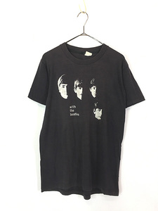 古着 80s USA製 The Beatles 「With The Beatles」 メンバー モノクロ フォト ミュージック バンド Tシャツ XL