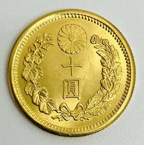 ★　金貨　★　十圓金貨　明治四十一年　★　新10円金貨　明治41年　直径：21.2㎜　重さ：8.33g　品位：K21.6（Au900）★　古銭　貨幣　★