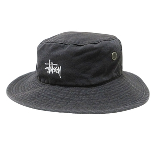 ステューシー STUSSY hats オールド バケット ハット 帽子 ロゴ刺? コットン L/XL 黒 ブラック X メンズ