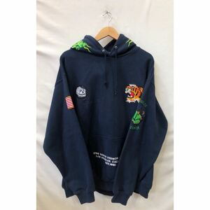 【X-LARGE】TIGER EMBROIDERY HOODED SWEATSHIRT エクストララージ XLサイズ NVY コットン 1101241012014 ts202405