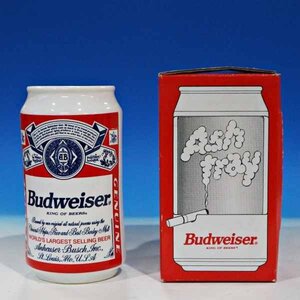 ★希少 保管品 Budweiser バドワイザー 缶ビール型 クラシック柄 灰皿 煙草 陶器灰皿★