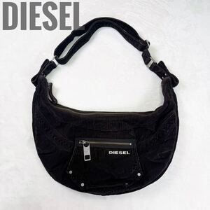 DIESEL Archive Half Moon corduroy shoulder bag y2k ディーゼル アーカイブ ハーフムーン 三日月 ショルダーバッグ クロスボディ 黒