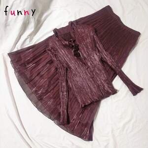 Funnyrure ファニー セットアップ プリーツ ロングスカート ブラウス フリル シャツ PLEATS PLEASE