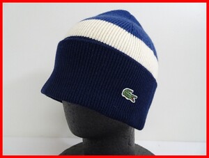 LACOSTE　ラコステ　ニット帽　トリコロール　フランス製　ウール100％　中古　2501★M-2351