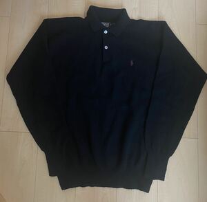 90s ラルフローレン Polo by Ralph Lauren LAMBSWOOL ウール セーター M 黒