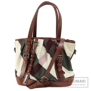 BURBERRY バーバリー チェック柄 2WAY トートバッグ キャンバス レディース 中古