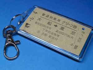 #0590／大船→東京／普通列車グリーン券／東海道本線（湘南電車）／昭和47年／本物の稀少A型硬券キーホルダー／23261