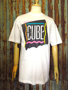 ビンテージ90’s●DEADSTOCK THE CUBEプリントTシャツ白size L●240812k1-m-tsh-ot 1990sデッドストックメンズ古着半袖