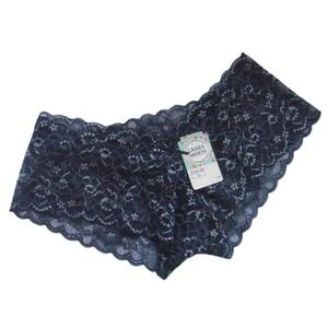 LADIES SHORTS 総レース ローライズショーツ LL アウターに響きにくい!! 光沢のある華やか花柄 リボン ヒップハング/パンツ ネイビー 新品