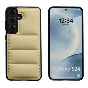 Galaxy S24(SC-51E/SCG25)ポリエステル ケース ダウン風 ギャラクシー S24 綿入り クリーム もちもち感 ぷっくり 中綿 肌色 カバー