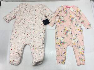 未使用 baby GAP ロンパース ボディオール セット 60cm ベビー服 ピンク 花柄 ハート柄 キッズ 女の子 子供服 ギャップ 24102403