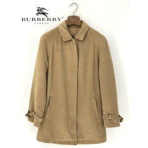 A9528/美品 秋冬 BURBERRY LONDON バーバリー ウール カシミヤ アンゴラ ノバチェック 膝丈 ステンカラーコートM程 40 ベージュ レディース