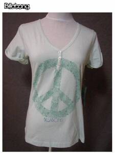 ☆本場USA購入 billabong PEACEマーク VネックT US S Mint Green